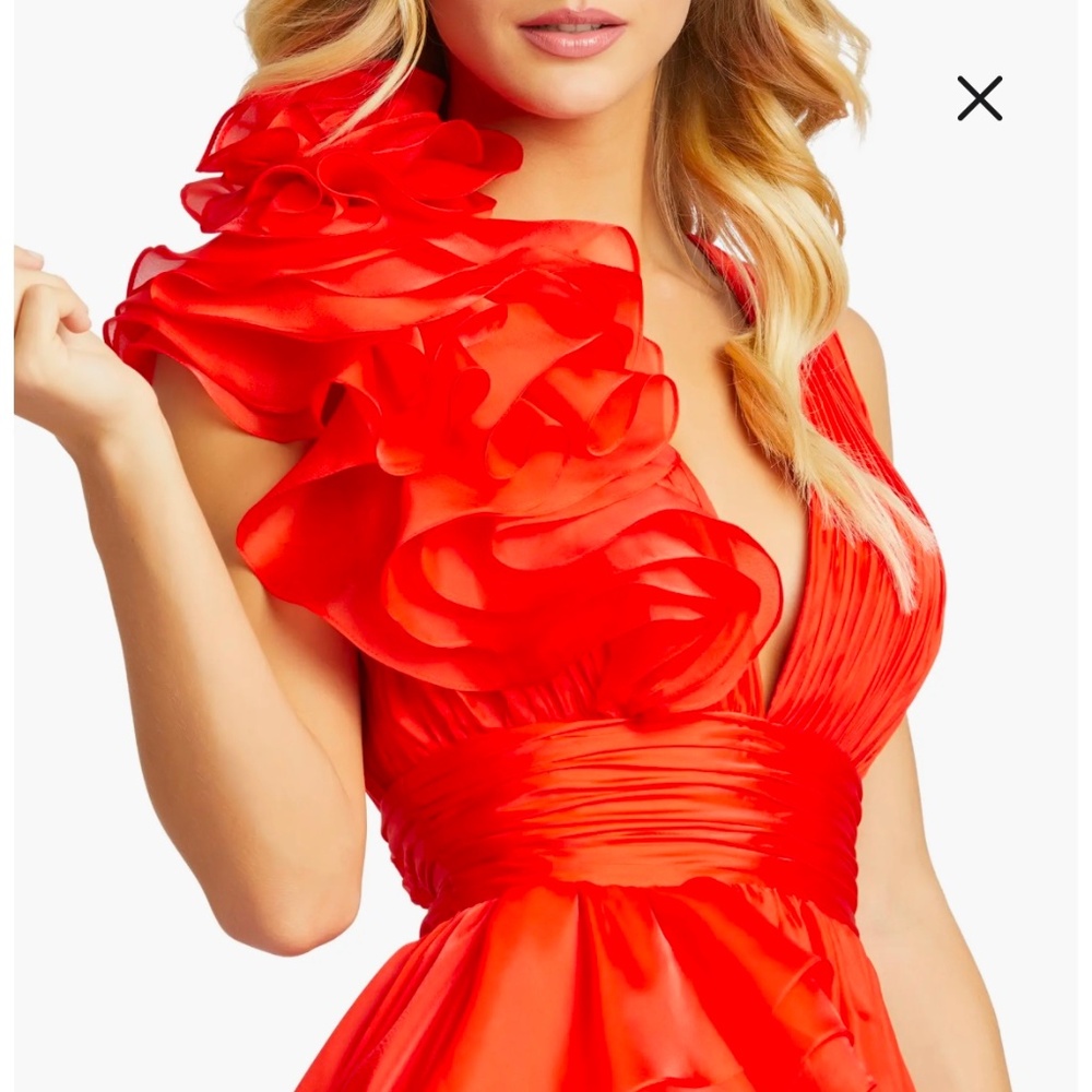 Mac Duggal Ruffle Detail Chiffon Ballgown